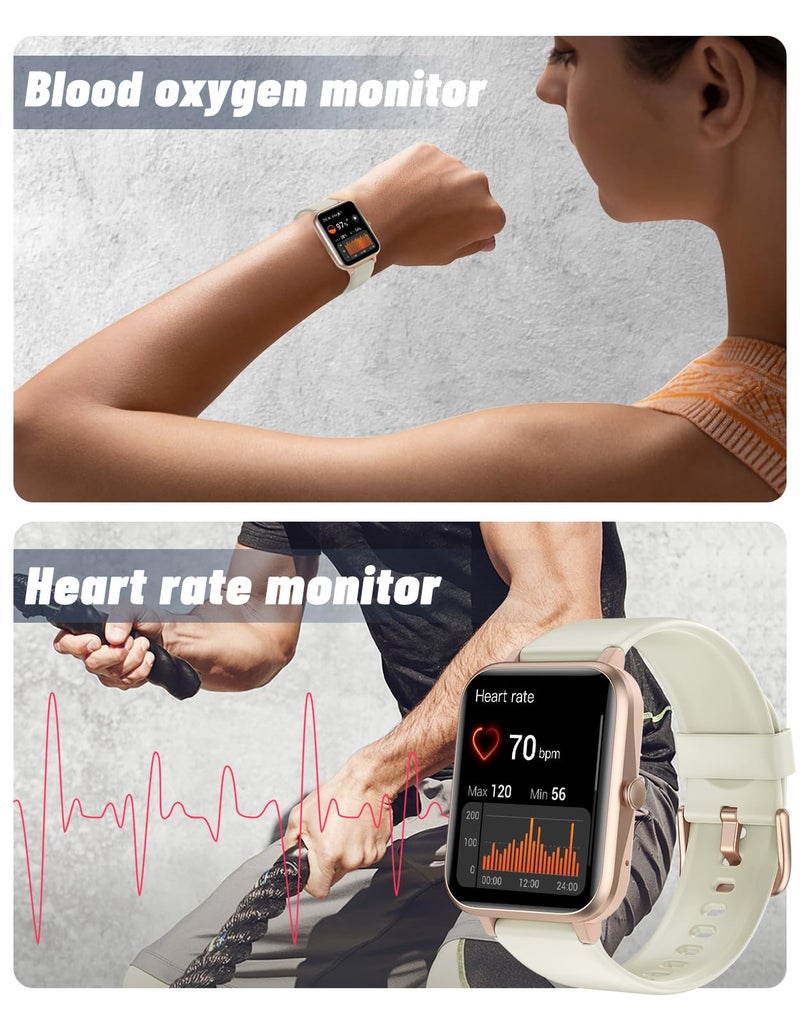 GRV Smart Watches for Women Men (Answer/Make Calls), 1.8" Smartwatch for iOS/Android Phones Fitness Tracker with 100+ Sports Modes Heart Rate/Sleep Monitor Pedometer IP68 Waterproof (Milky White) - Image 4