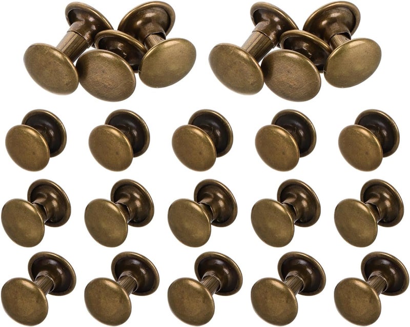 DOITOOL 120 Sets Leathercraft Rivets Double Cap Metal Tubular Studs with Setting Tool Kit for Belt Repair Doll Clothes and Bookbinding in Antique Copper - Image 1