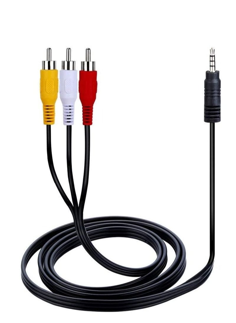 DKURVE كابل DKURVE® 3.5 مم إلى 3 RCA Male Plug إلى RCA Stereo Audio Video Male AUX، كابل فيديو كاميرا فيديو AV مقاس 3.5 مم إلى RCA 1.5 متر - Image 1
