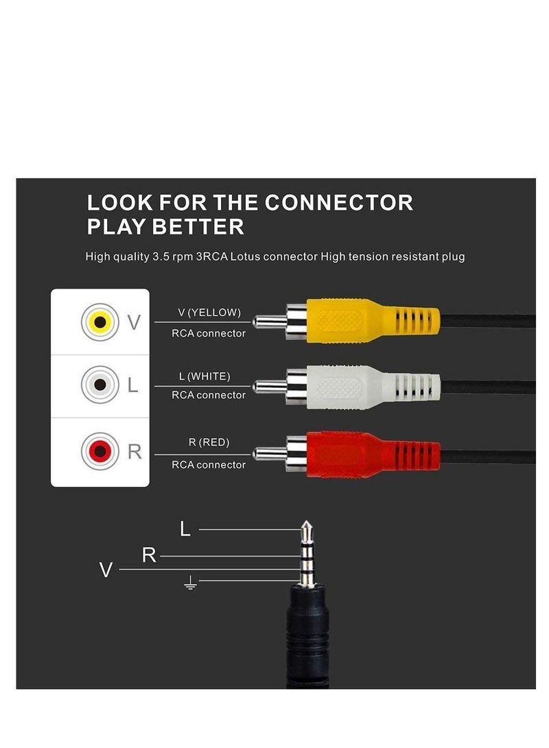 DKURVE كابل DKURVE® 3.5 مم إلى 3 RCA Male Plug إلى RCA Stereo Audio Video Male AUX، كابل فيديو كاميرا فيديو AV مقاس 3.5 مم إلى RCA 1.5 متر - Image 2