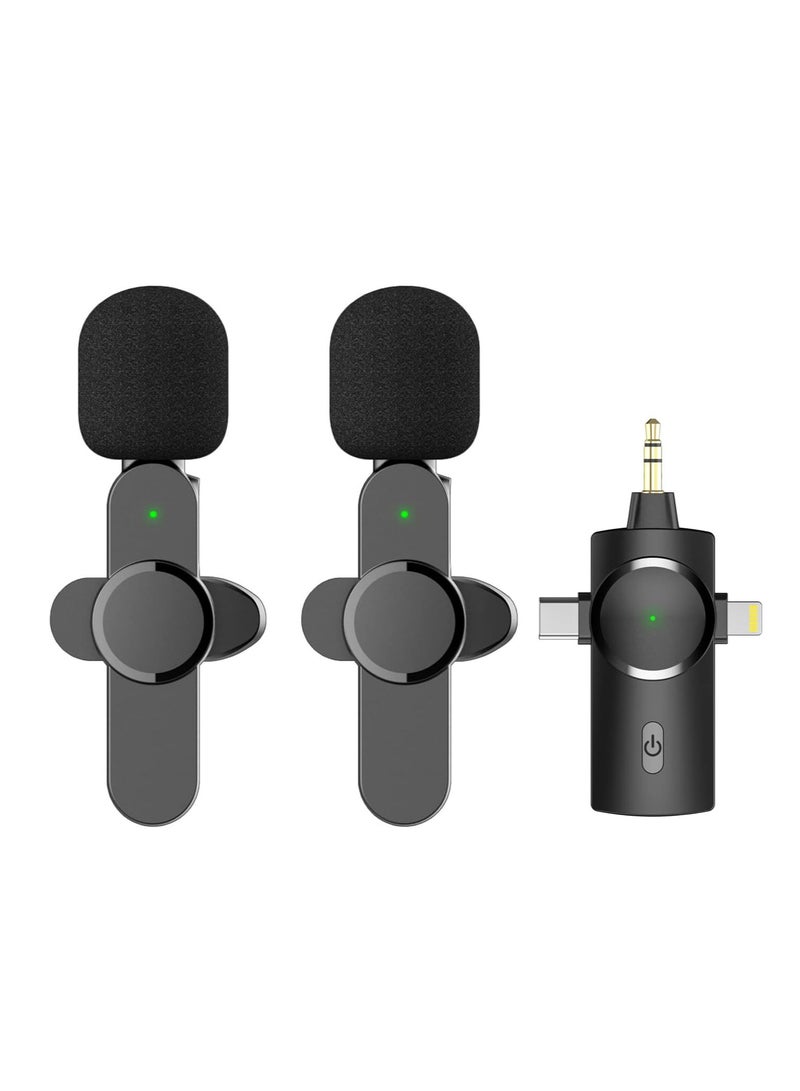 Wireless Dual Lavalier Lapel Microphone System - Seamless Connectivity for iPhone, Android, Cameras - Cord-Free Setup, Ultra-Low Delay, Built-in Noise Reduction, Extended 7-Hour Battery - Ideal for C - Image 1