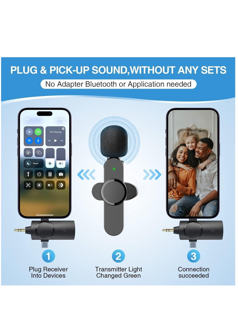 Wireless Dual Lavalier Lapel Microphone System - Seamless Connectivity for iPhone, Android, Cameras - Cord-Free Setup, Ultra-Low Delay, Built-in Noise Reduction, Extended 7-Hour Battery - Ideal for C - Image 3
