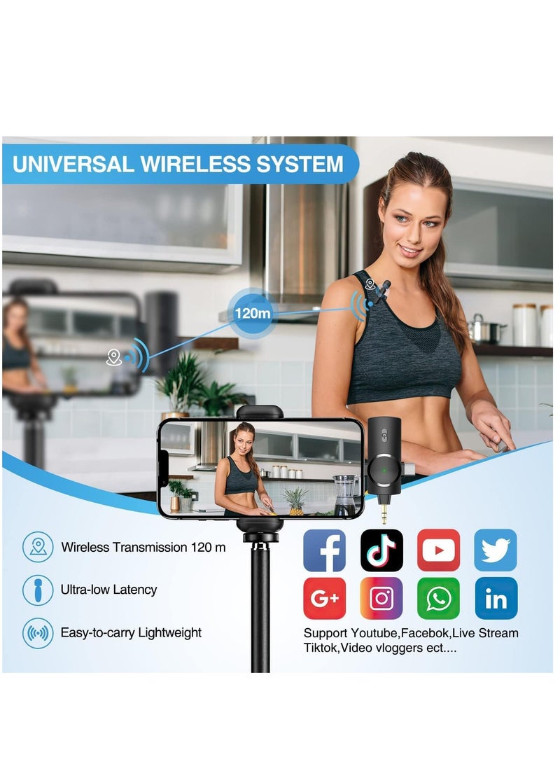 Wireless Dual Lavalier Lapel Microphone System - Seamless Connectivity for iPhone, Android, Cameras - Cord-Free Setup, Ultra-Low Delay, Built-in Noise Reduction, Extended 7-Hour Battery - Ideal for C - Image 4