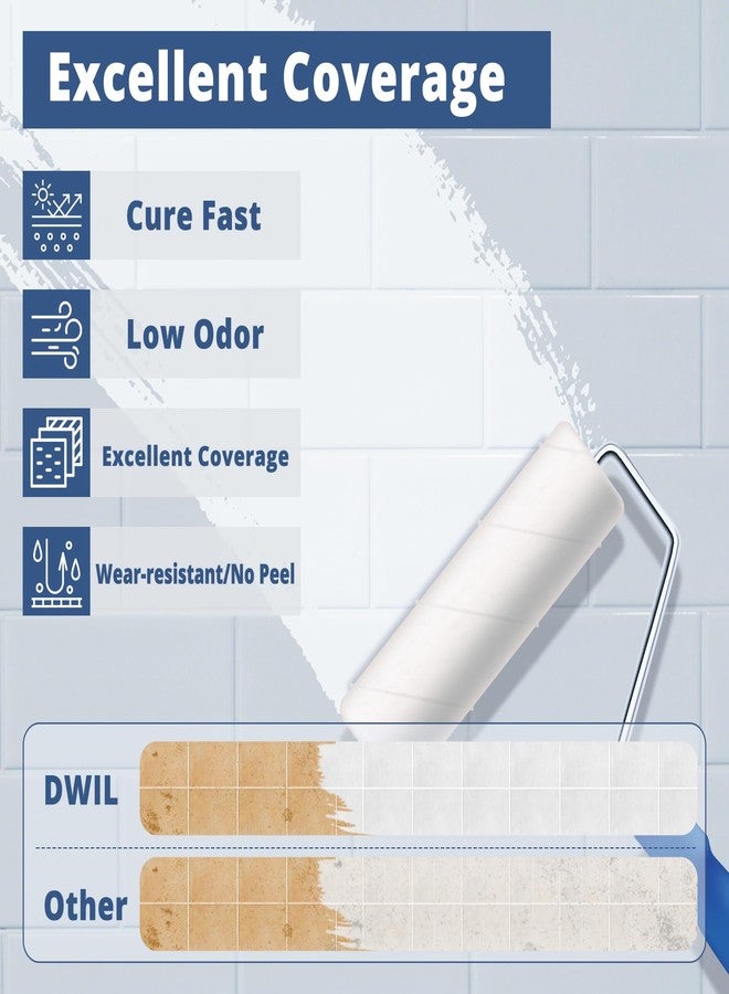 DWIL Tub Paint, Tub and Tile Refinishing Kit with Tools, White Bathtub Paint Water Based &Low Odor, Easy to Use for Sink Bathroom Shower, Semi-Gloss White, 25-30sq.ft - Image 4