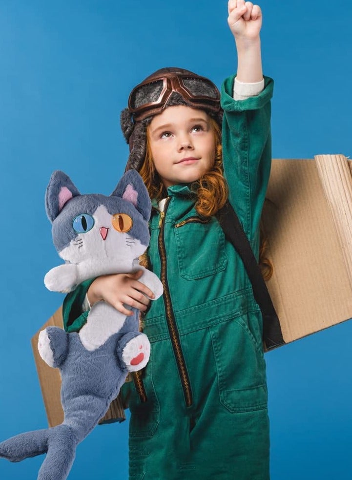 SYOSI Lovely Plush Shark Cat Doll C ute Cartoon Soft Stuffed Shark Kitten Pillow Long Throw Sleeping Pillow Doll Toy Gift for Kids g ir lf rie n d 50cm - Image 4