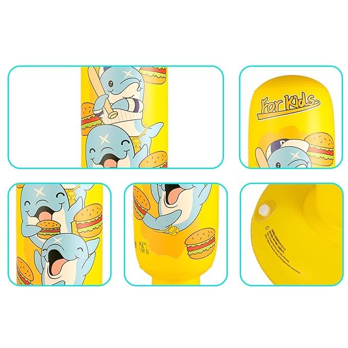 Swabs Standing Bounce Back Boxing Toy for Boys & Girls, Indoor Outdoor Sports Fun Toy | Inflatable Punching Bag for Kids – Dolphin Cartoon Design - Image 3