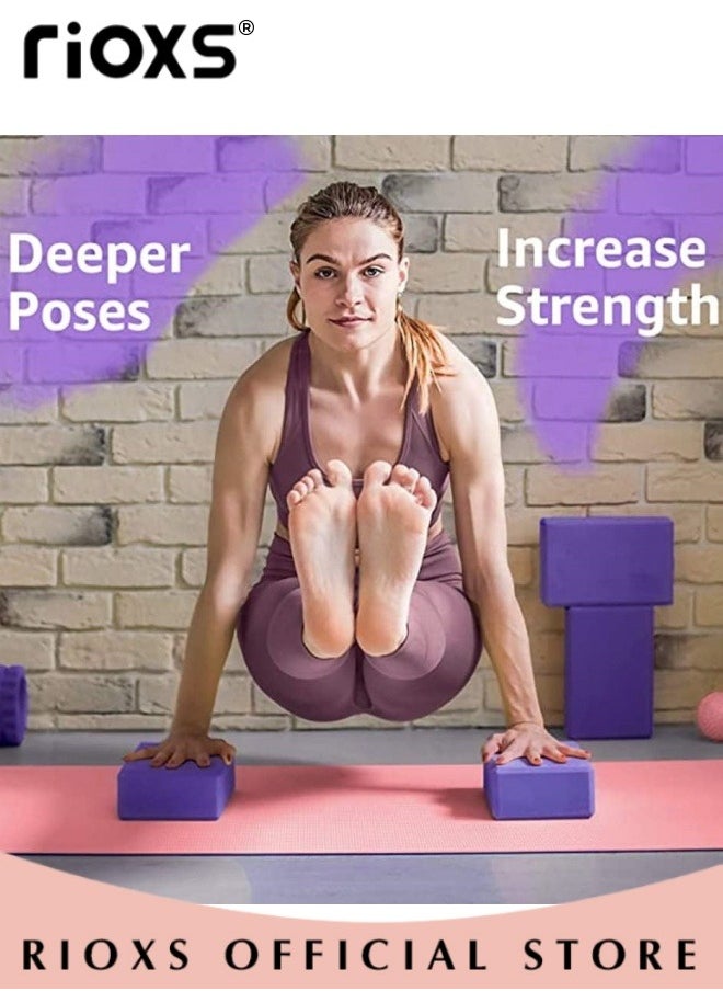 RIOXS - 2 Pack Yoga Block Non Slip Yoga Block Brick Foam Home Exercise Fitness Gym High Density EVA Foam Blocks for Improve Stretching Yoga Pilates - Image 1