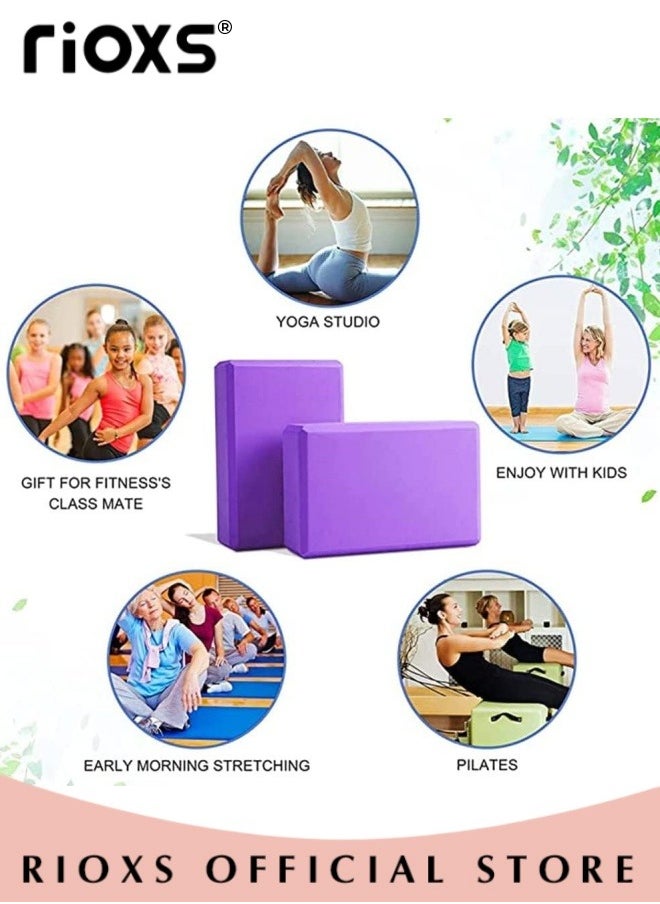 RIOXS - 2 Pack Yoga Block Non Slip Yoga Block Brick Foam Home Exercise Fitness Gym High Density EVA Foam Blocks for Improve Stretching Yoga Pilates - Image 1