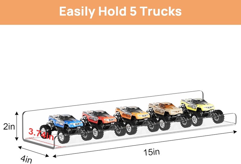 upsimples 12 Pack Acrylic Shelves Wall Organizer and Storage, 15" Display Shelf for Figure, Toy Cars, Perfume, Kids Bookshelf for Bedroom, Nursery, Craft Room, Clear - Image 3