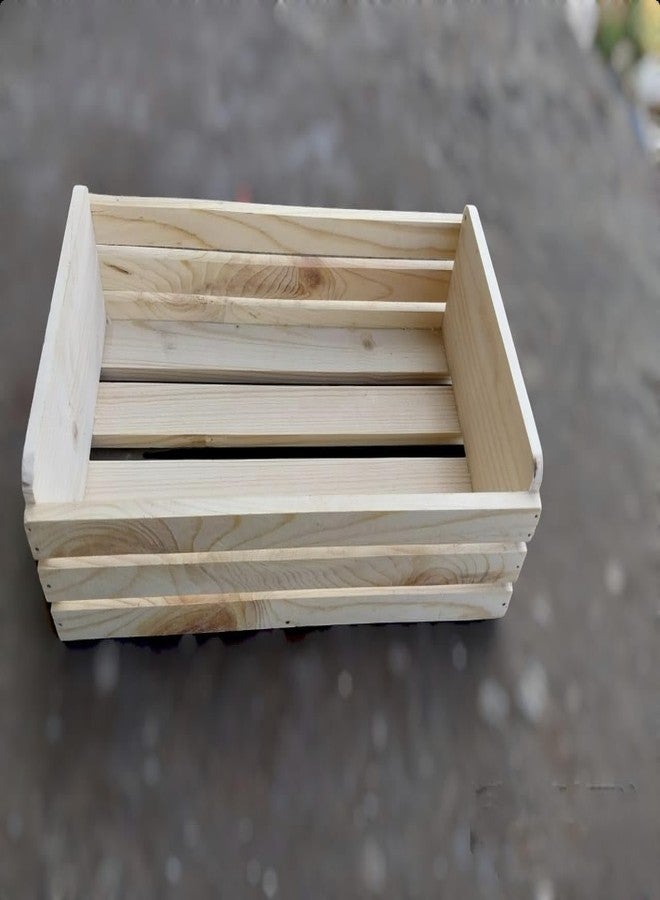 GLITZ® Wooden tray solid wood display crate hand made Natural wood storage box (1) - Image 1