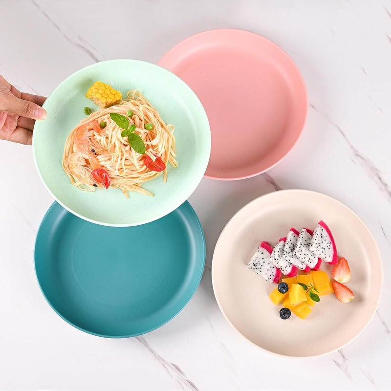Takositio Takositio Wheat Straw Dinner Plates Dishwasher Microwave Safe Plastic Plates Reusable Lightweight Plates for Kitchen Camping Salad Appetizer Fiber Plate Sets Green Pack of 4 - Image 2