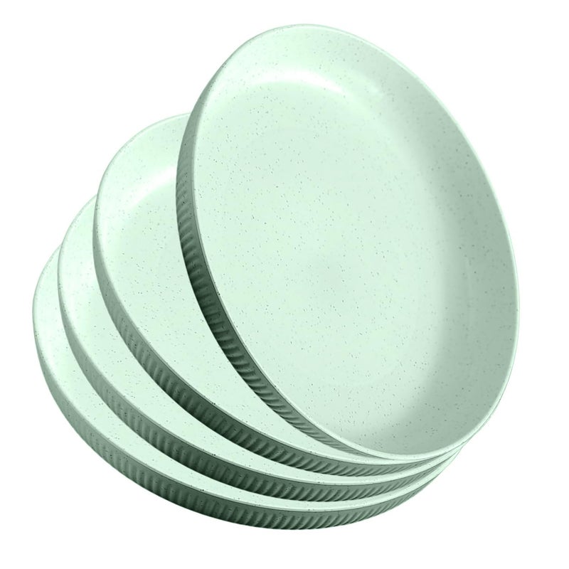 Takositio Takositio Wheat Straw Dinner Plates Dishwasher Microwave Safe Plastic Plates Reusable Lightweight Plates for Kitchen Camping Salad Appetizer Fiber Plate Sets Green Pack of 4 - Image 1
