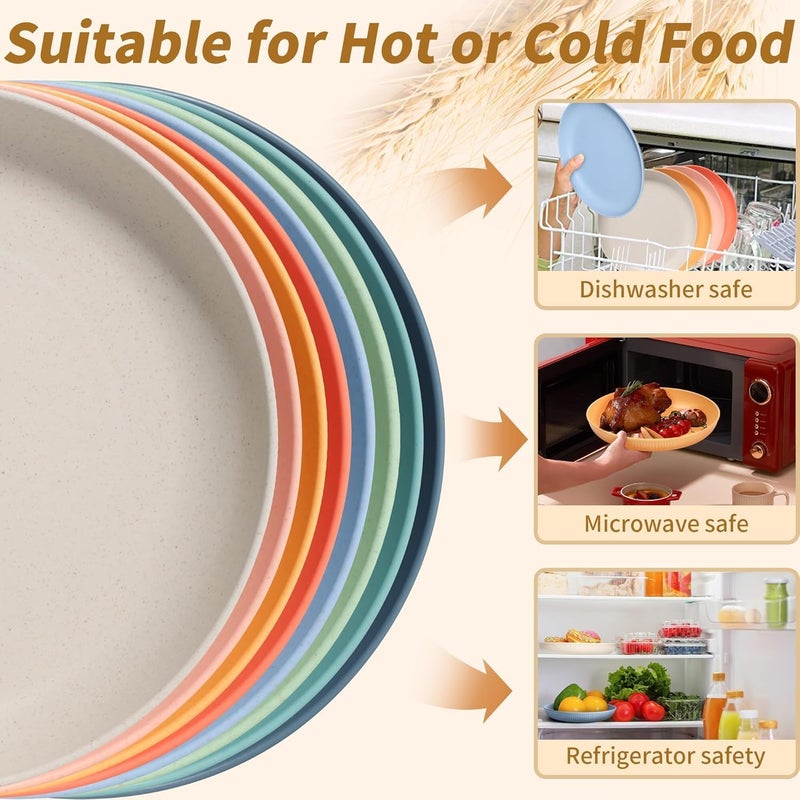 Takositio Takositio Wheat Straw Dinner Plates Dishwasher Microwave Safe Plastic Plates Reusable Lightweight Plates for Kitchen Camping Salad Appetizer Fiber Plate Sets Green Pack of 4 - Image 5