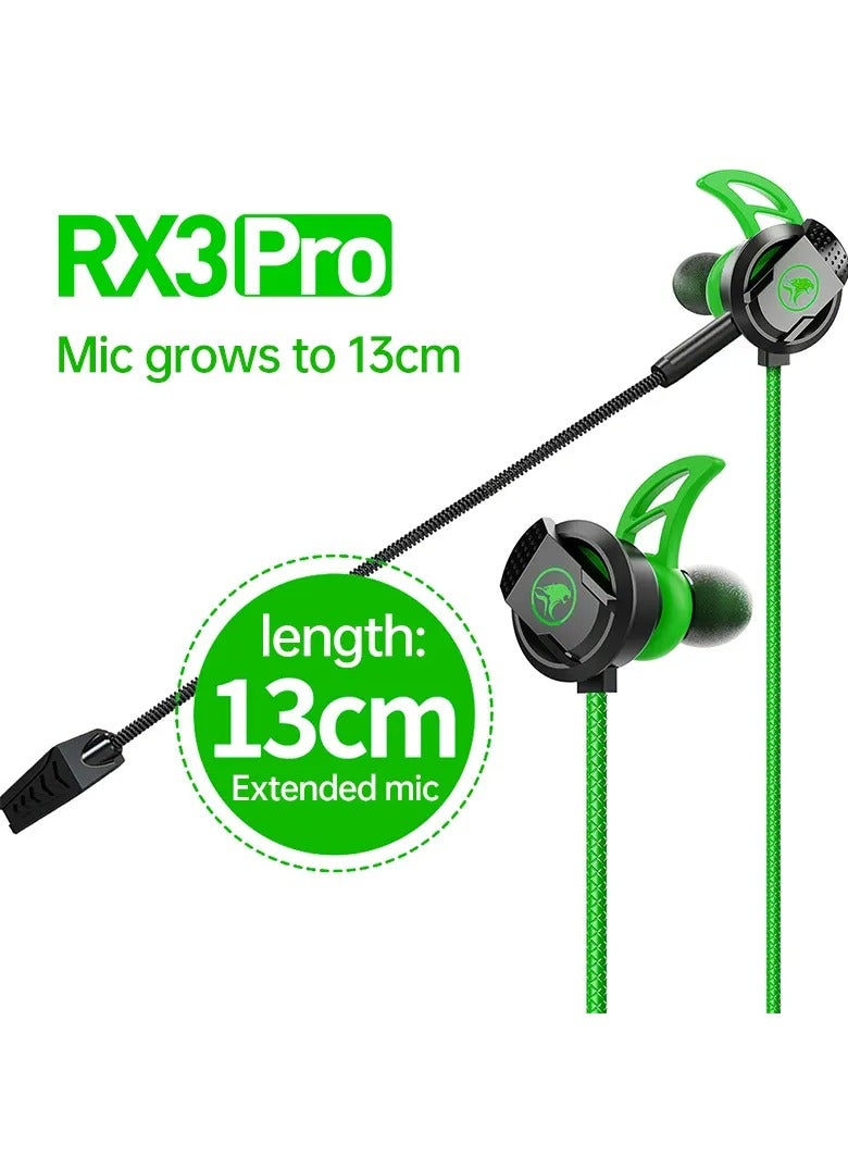 Plextone RX3 Pro Wired Earphones 3.5mm AUX with Dual Microphone HD Detachable Side-mounted In-Ear Headphones Hifi Sound Quality for Mobile Phones and Tablets Green - Image 1