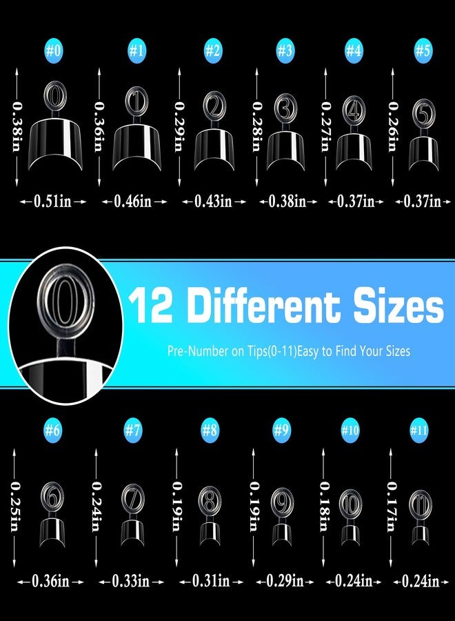 LifexTol لايفيكتول 240 قطعة نصائح أظافر جيل مربعة قصيرة للأظافر الاصطناعية للأظافر الشفافة نصائح أظافر أكريليك، 12 حجم نصائح أظافر نصف تغطية نصائح أظافر جيل مربعة ناعمة أظافر مزيفة تمديد أظافر صناعية - Image 5