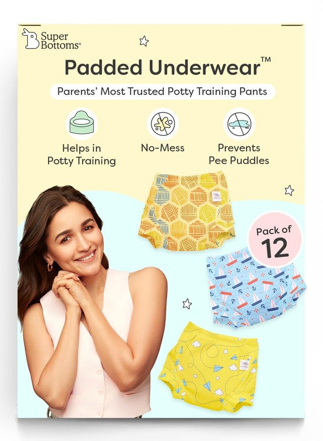 superbottoms Padded Underwear for Growing Babies/Toddlers | with 3 Layers of Cotton Padding & Super DryFeel Layer| Pull-Up for Potty Training & Diaper-Free Time(Explorer,Size:2,Pack of 12) - Image 1