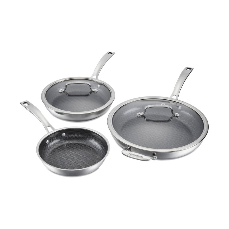 Cuisinart FusionPlus Hybrid Stainless Steel Cookware Set 5Piece Skillet Cooking Set with PFASFree PURELYSEAR CeramicT echnology Scratch Proof Cool Grip Handles Dishwasher Safe - Image 2
