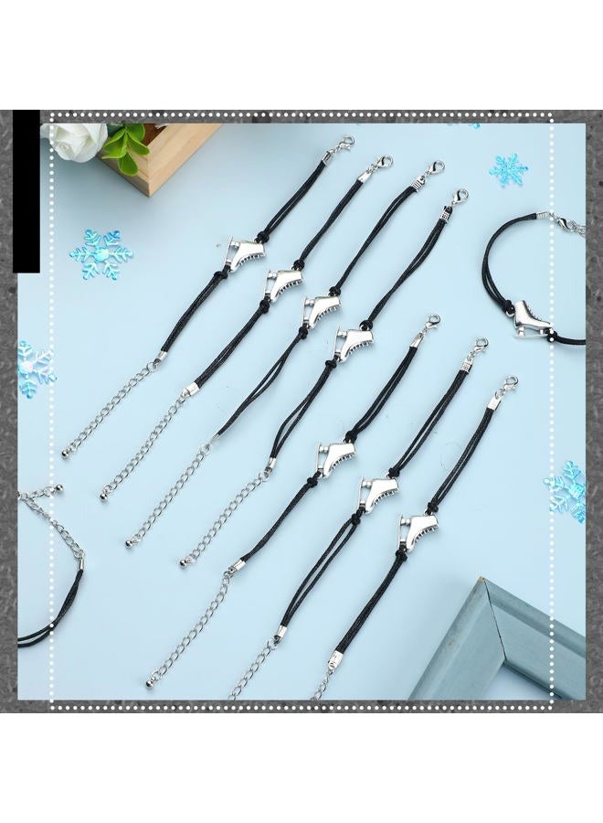 Funtery 24 Pcs Ice Skating Party Favors Figure Skating Bracelet Ice Skating Goodie Item Ice Dancing Sport Bracelet Bulk Figure Skate Gifts for Women Men Skater(Black) - Image 3