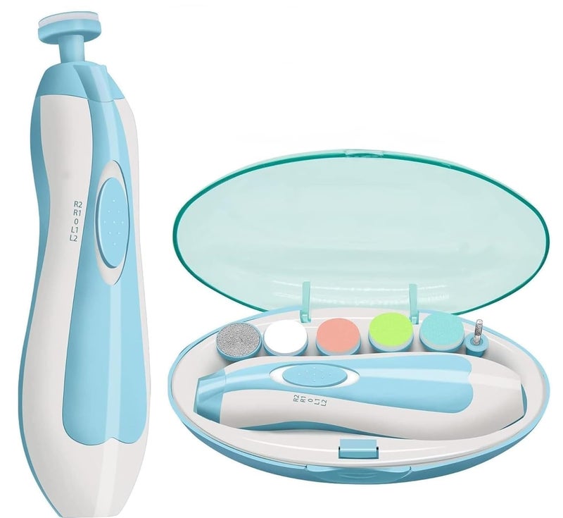 PHvilla Baby Nail Trimmer Electric|Safe Baby Nail File|Baby Nail Clippers with Light and 6 Grinding Pads for Newborn Infant Toddler or Adults Toes and Fingernails|Kids Nail Care|Polish and Trim (Multi Colour) - Image 5