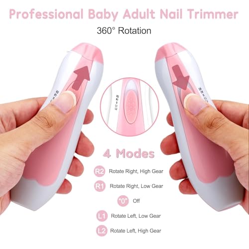 PHvilla Baby Nail Trimmer Electric|Safe Baby Nail File|Baby Nail Clippers with Light and 6 Grinding Pads for Newborn Infant Toddler or Adults Toes and Fingernails|Kids Nail Care|Polish and Trim (Multi Colour) - Image 4