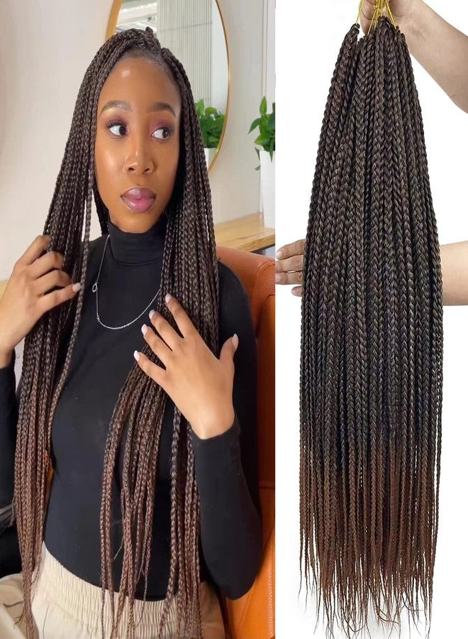 Chicmoi 1B/30 Goddess Box Braid Crochet Hair 24 Inch T30 Ombre Brown Crochet Box Braids Pre Looped braid Hair for Black Women Soft 6 Packs 144 Strands Chicmoi (T30, 24 inch 6 pack) - Image 1
