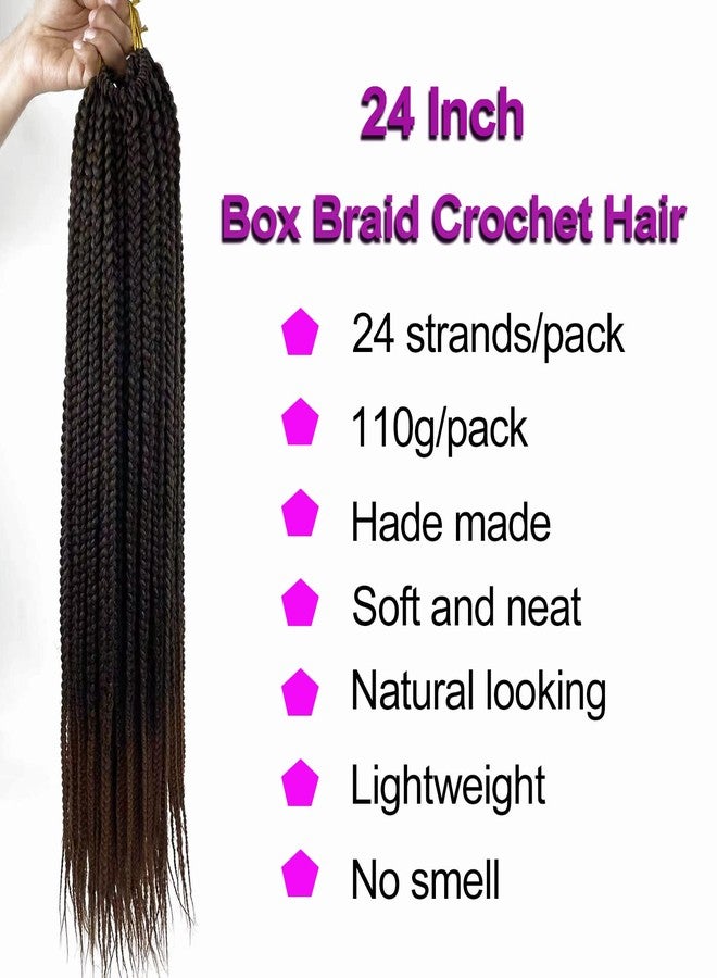 Chicmoi 1B/30 Goddess Box Braid Crochet Hair 24 Inch T30 Ombre Brown Crochet Box Braids Pre Looped braid Hair for Black Women Soft 6 Packs 144 Strands Chicmoi (T30, 24 inch 6 pack) - Image 2