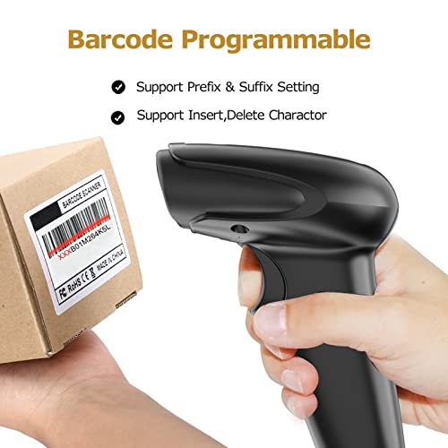 Symcode Wireless Barcode Scanner Versatile 2-in-1 (2.4Ghz Wireless+USB 2.0 Wired) Handheld Automatic 1D Laser Barcode Scanner 328 Feet Transmission Distance Rechargeable 1D Laser Bar Code Scanner - Image 5