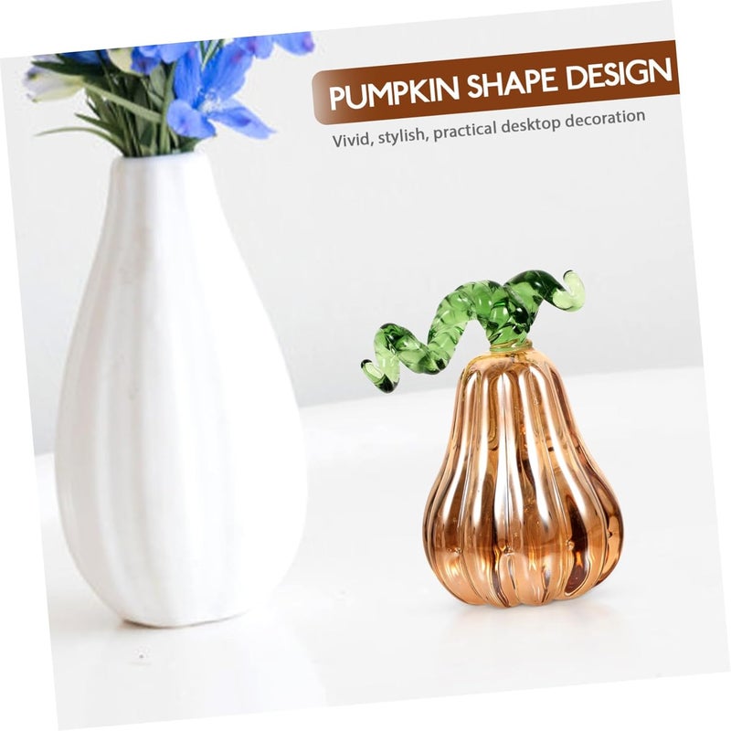 Glass Pumpkin Figurine Decorative Small Pumpkin Decor for Thanksgiving Day and Halloween Party, Golden Pumpkin-Shaped Collectible Stand Steadily for Home Decor - Image 3
