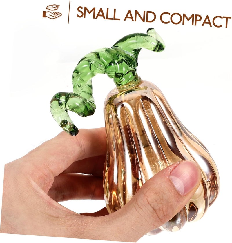 Glass Pumpkin Figurine Decorative Small Pumpkin Decor for Thanksgiving Day and Halloween Party, Golden Pumpkin-Shaped Collectible Stand Steadily for Home Decor - Image 4