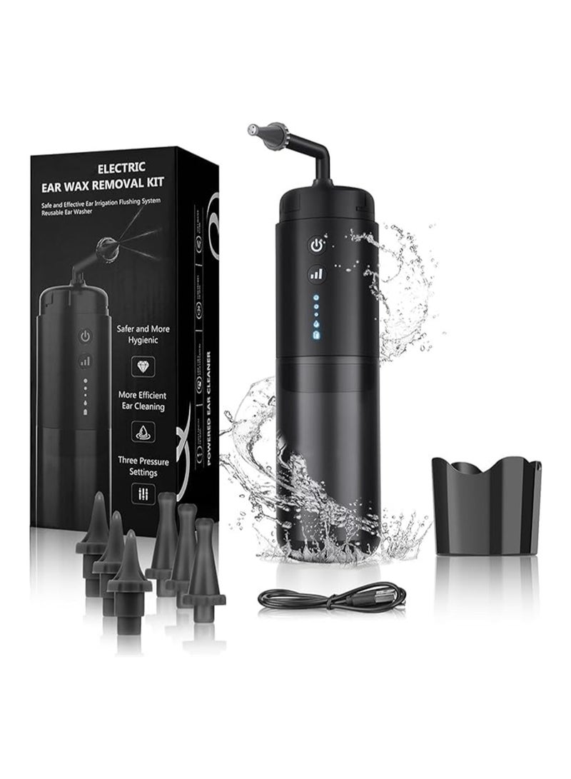 SYOSI Ear Wax Removal Kit, Water Powered Ear Cleaner with 3 Pressure Modes, Ear Irrigation Flushing System  Waterproof Electric Ear Cleaning Tool for Adults & Kids with Basin & 6 Tips(Black)  - Image 1