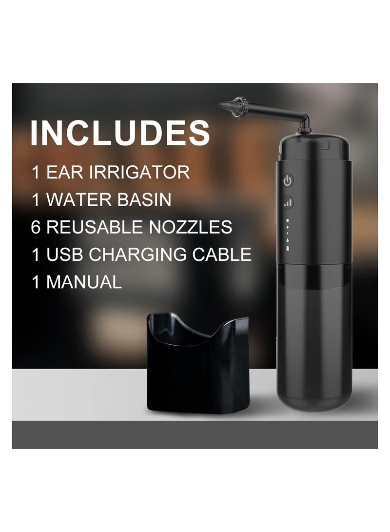 SYOSI Ear Wax Removal Kit, Water Powered Ear Cleaner with 3 Pressure Modes, Ear Irrigation Flushing System  Waterproof Electric Ear Cleaning Tool for Adults & Kids with Basin & 6 Tips(Black)  - Image 3