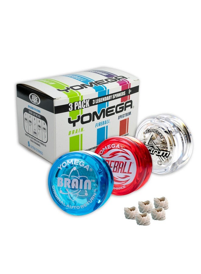 Yomega 3 Legendary Spinners The Original Yoyo With A Brain + Fireball Transaxle Yoyo + Spectrum - Light Up With Led Lights For Kids Beginner, Intermediate And Pro Level String Trick Play - Image 1