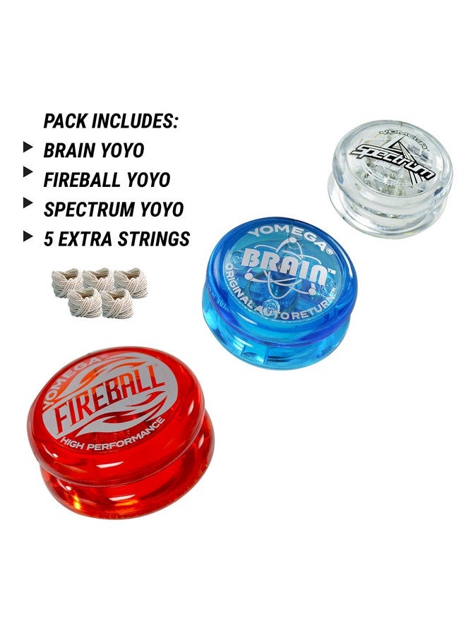 Yomega 3 Legendary Spinners The Original Yoyo With A Brain + Fireball Transaxle Yoyo + Spectrum - Light Up With Led Lights For Kids Beginner, Intermediate And Pro Level String Trick Play - Image 2