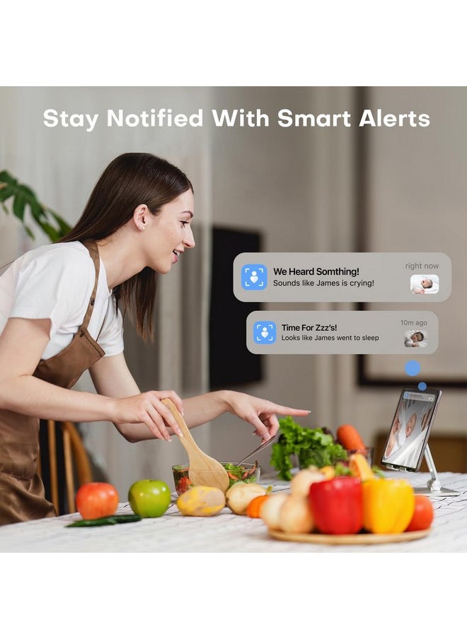Maliton - Maliton Smart Baby Monitor with Floor Stand, Baby Monitors with Camera and Audio, 2K Wi-Fi Video & Sound Camera, Sleep Cry Breathing Motion Tracker, 2-Way Audio, Night Vision AI Monitoring with App - Image 1