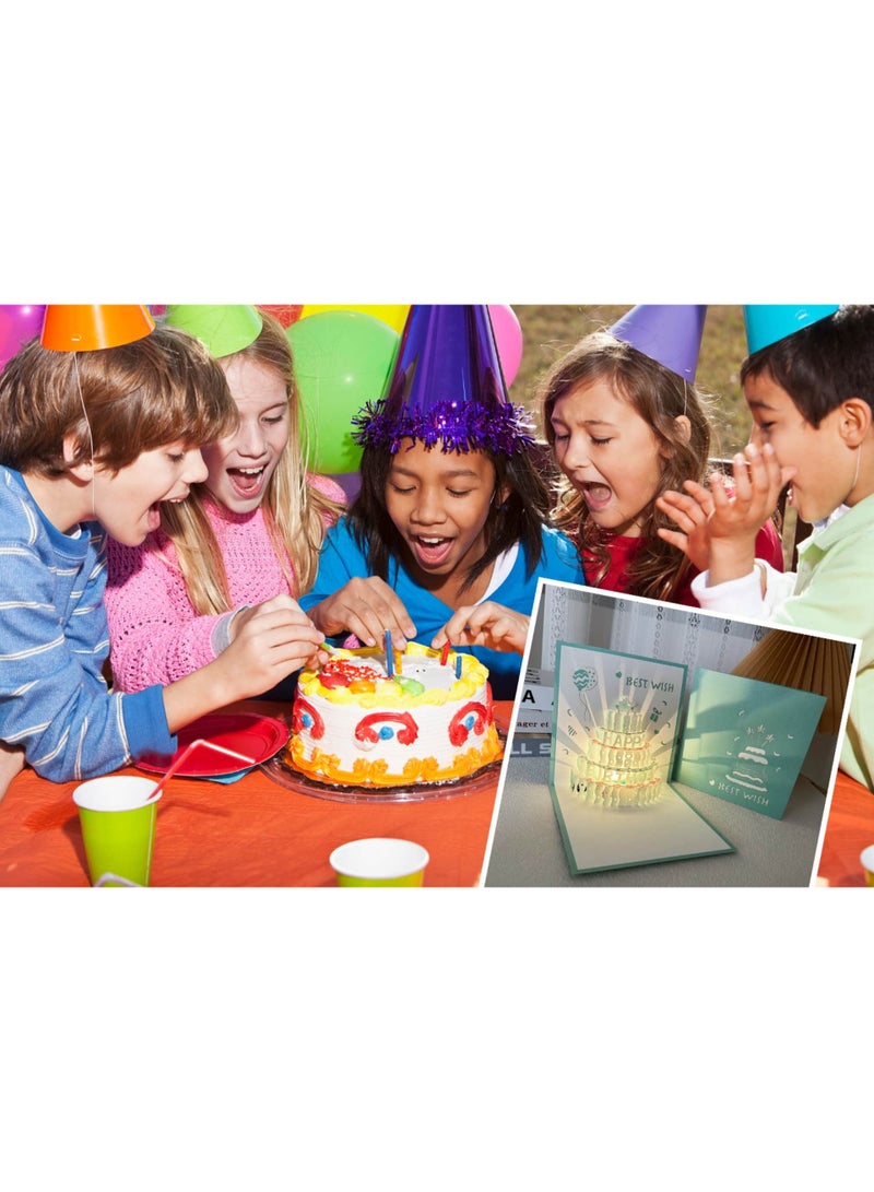 3D three-dimensional music birthday card, LED light birthday cake, music happy birthday card, greeting card suitable for sending to elders, mom, dad, wife, husband, sisters, boys, girls, friends - Image 4