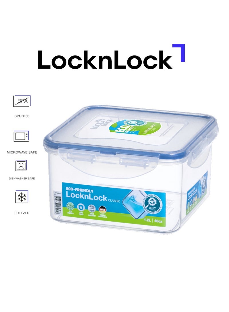 LOCK & LOCK LocknLock Square Food Storage Container 1.2L Airtight Leakproof Lid, BPA-Free, Microwave, Freezer & Dishwasher Safe, Space-Saving Container for Meal Prep & Leftovers - Image 1