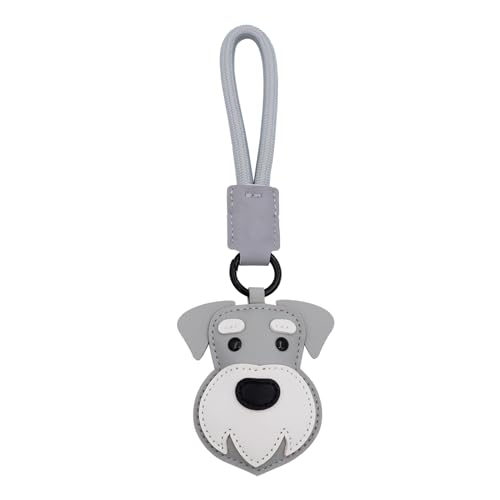 Elechobby Soft Leather Dog Keychain,Cute Cartoon Animal Keyring,Border collie,Beagle,Schnauzer,Poodle,Faldou,Husky Keychain (Schnauzer) - Image 1