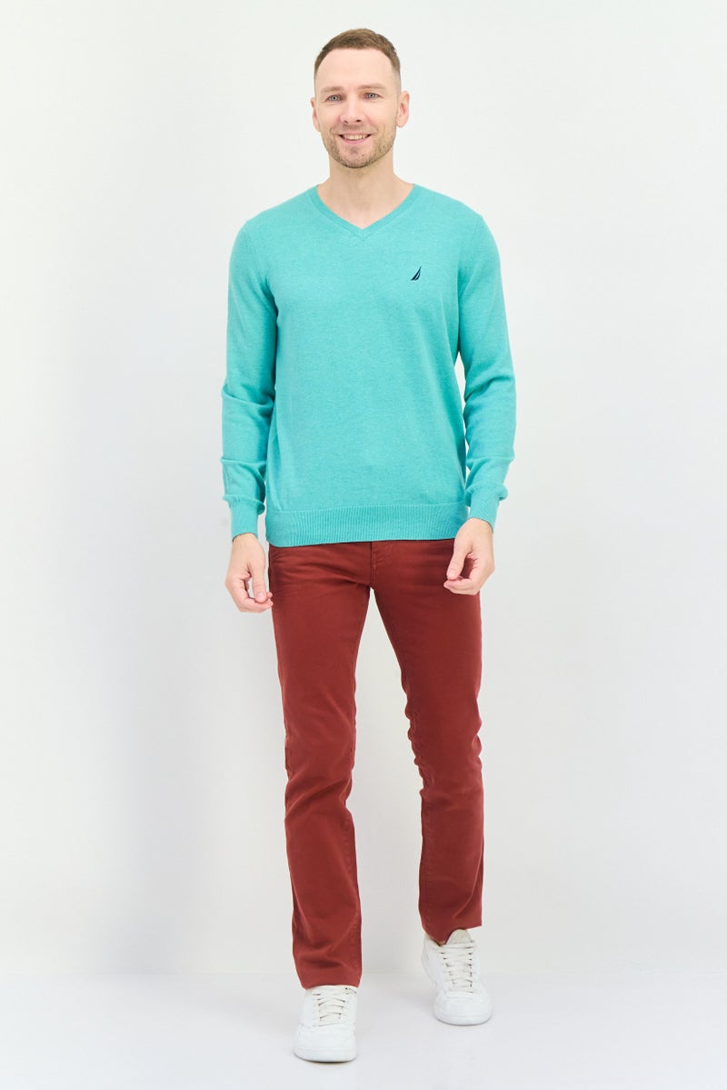 NAUTICA Navtech By Nautica Men V-Neck Heather Long Sleeves Sweater, Mint Green - Image 3
