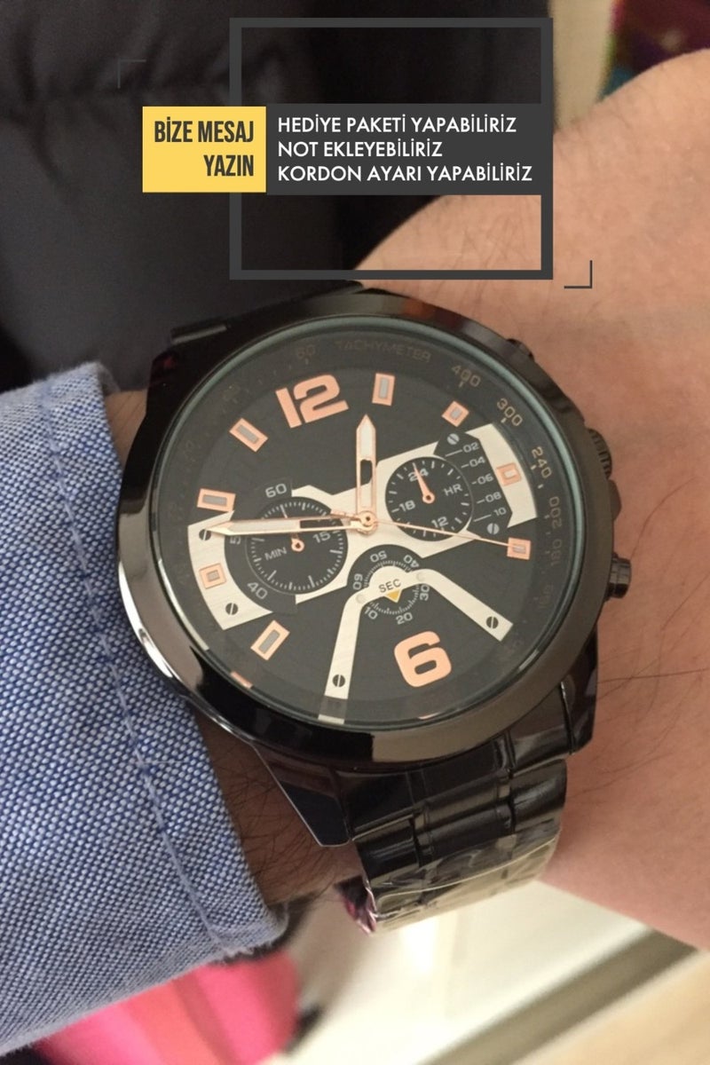 Korikom Men's Wristwatch Steel Strap Black Color - Special Box STC12000  - Image 2