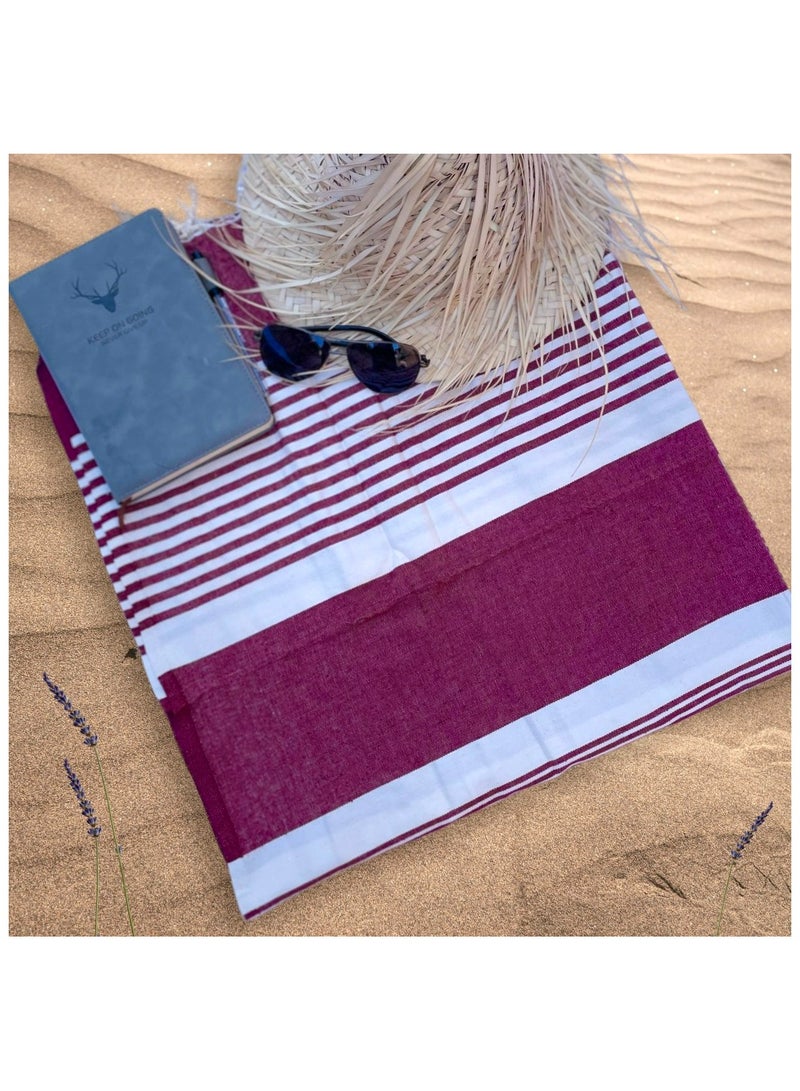 The Line Beach Towel Red Bordeau - Image 2