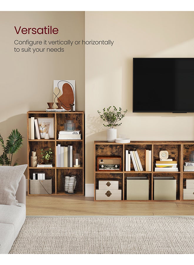 VASAGLE Bookcase, Shelf, Storage Cabinet with 6 Compartments, Freestanding Bookcase, Cube Bookcase, for Living Room, Office, Dining Room, Rustic brown - Image 3