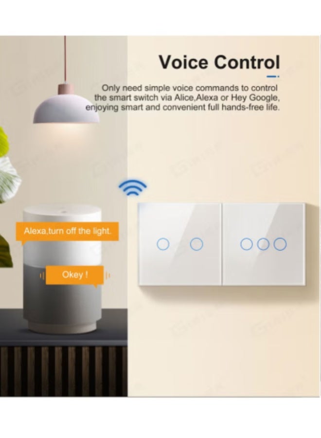 AROAQ Smart WiFi Touch Wall Switch – No Neutral Wire Required, 3 Gang 220V, Compatible with Tuya, Alexa & Google Home, Tempered Glass Panel - Image 4