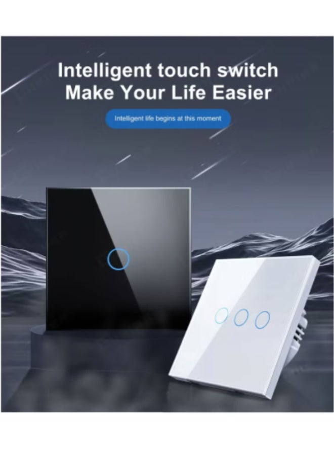 AROAQ Smart WiFi Touch Wall Switch – No Neutral Wire Required, 3 Gang 220V, Compatible with Tuya, Alexa & Google Home, Tempered Glass Panel - Image 2