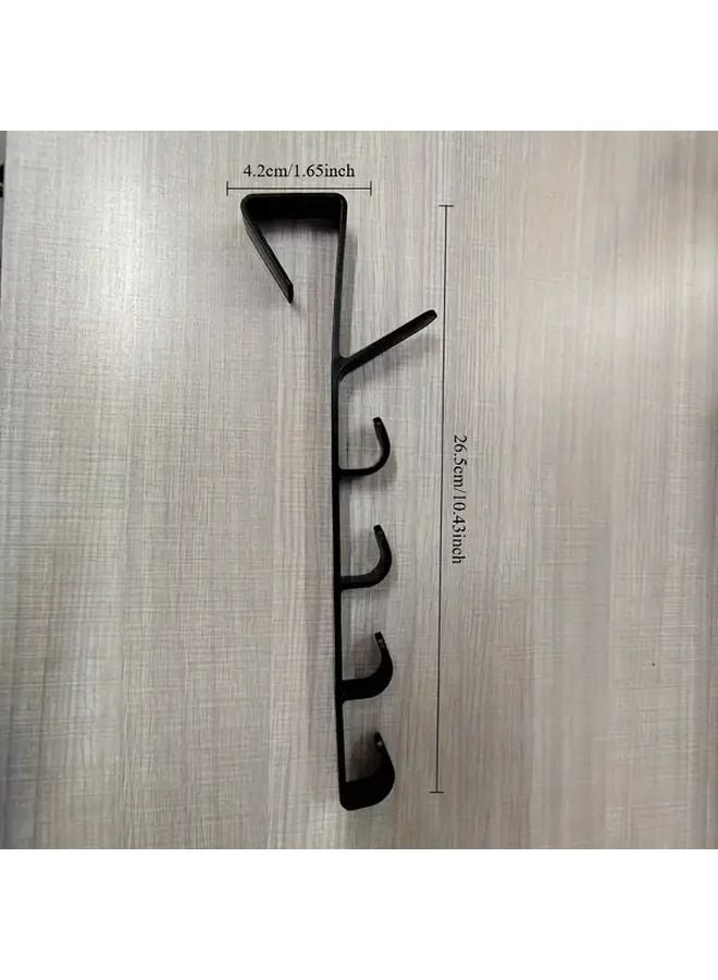 Black Over Door Hanging Organizer With 4 Hooks For Wallets Clothes Bags Storage Rack - Image 4