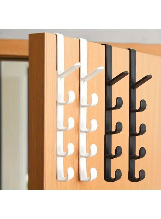 Black Over Door Hanging Organizer With 4 Hooks For Wallets Clothes Bags Storage Rack - Image 2