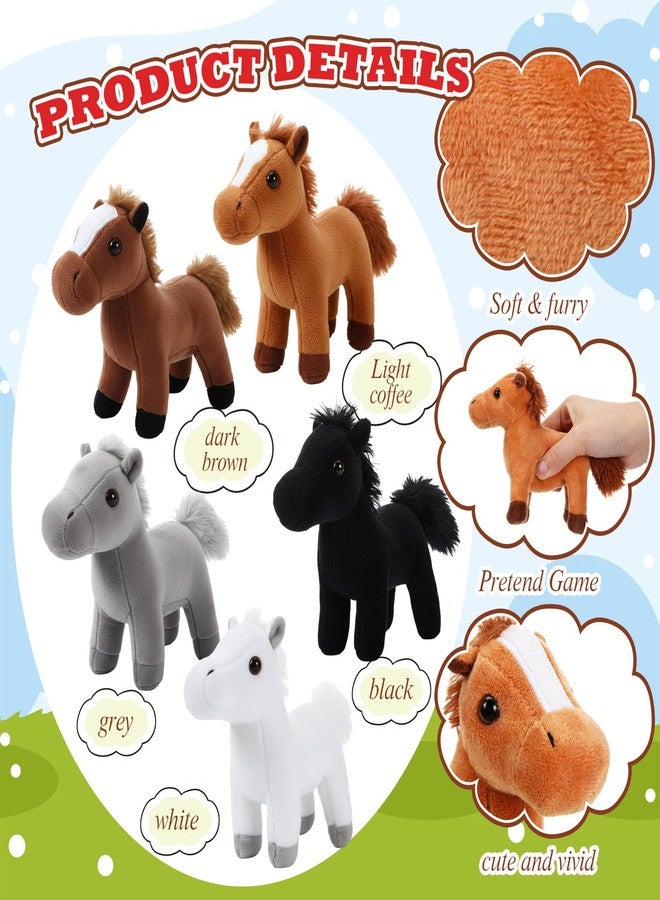 LaRandom 6 Pcs Horses Stuffed Animal Set 5 Small Cute Baby Plushie with Horses Barn Soft Cuddly Farm Animal Gifts for Kids Christmas Birthday Bag Stuffings Decoration Farm Theme Party Favors - Image 4