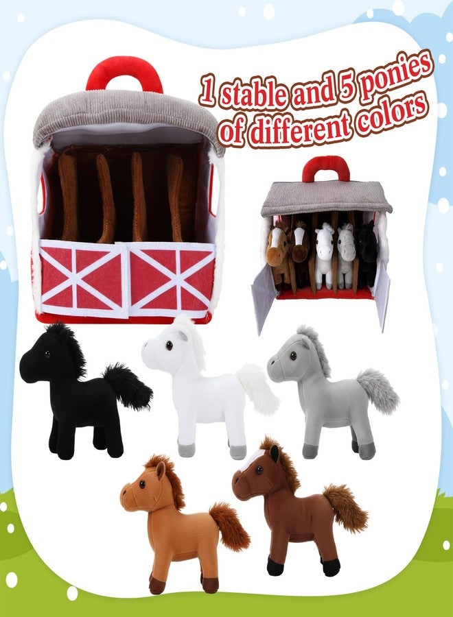 LaRandom 6 Pcs Horses Stuffed Animal Set 5 Small Cute Baby Plushie with Horses Barn Soft Cuddly Farm Animal Gifts for Kids Christmas Birthday Bag Stuffings Decoration Farm Theme Party Favors - Image 2