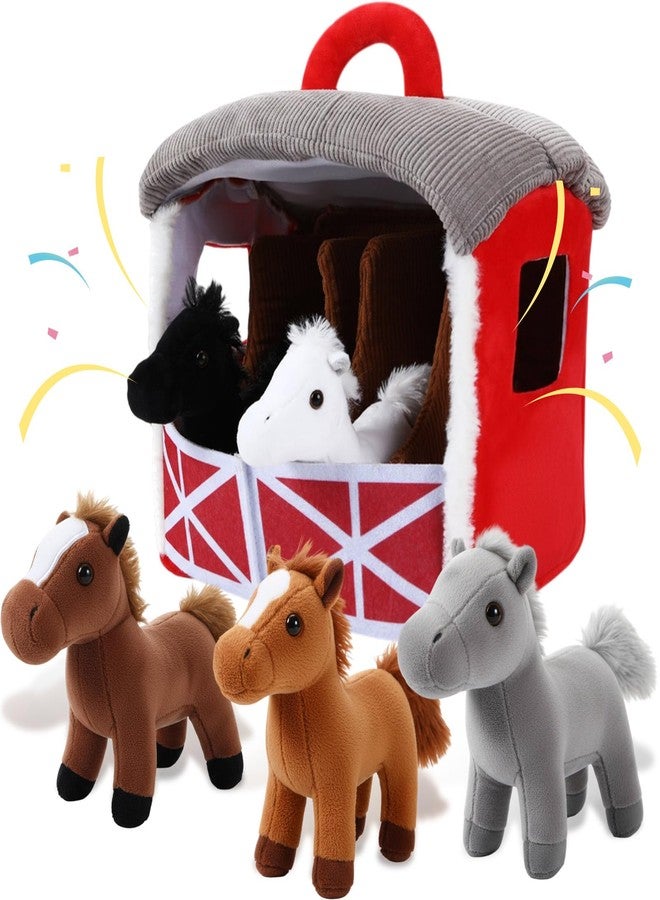 LaRandom 6 Pcs Horses Stuffed Animal Set 5 Small Cute Baby Plushie with Horses Barn Soft Cuddly Farm Animal Gifts for Kids Christmas Birthday Bag Stuffings Decoration Farm Theme Party Favors - Image 1