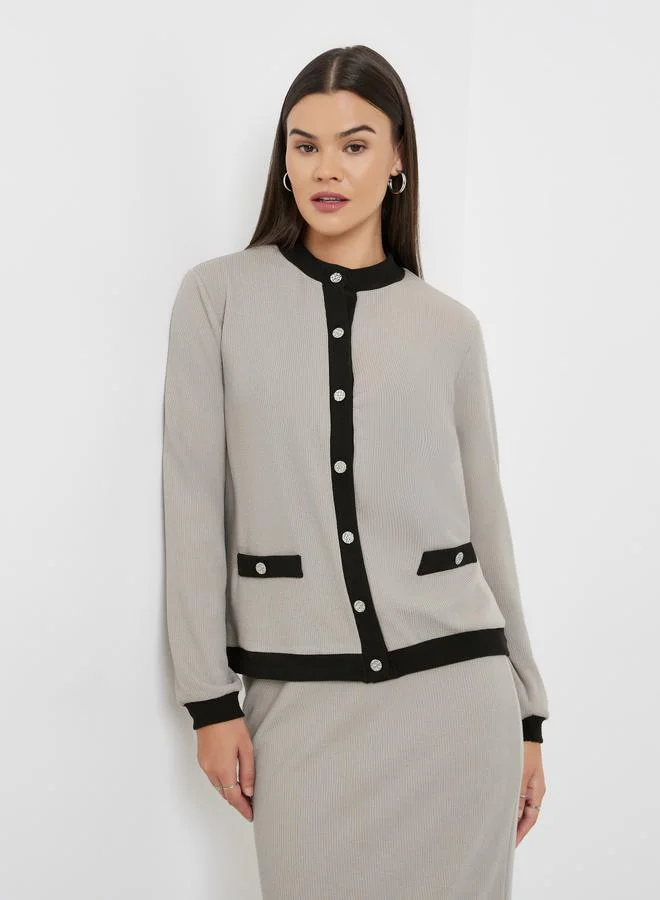 ستايلي طقم منسق من تنورة وكارديجان محبوك