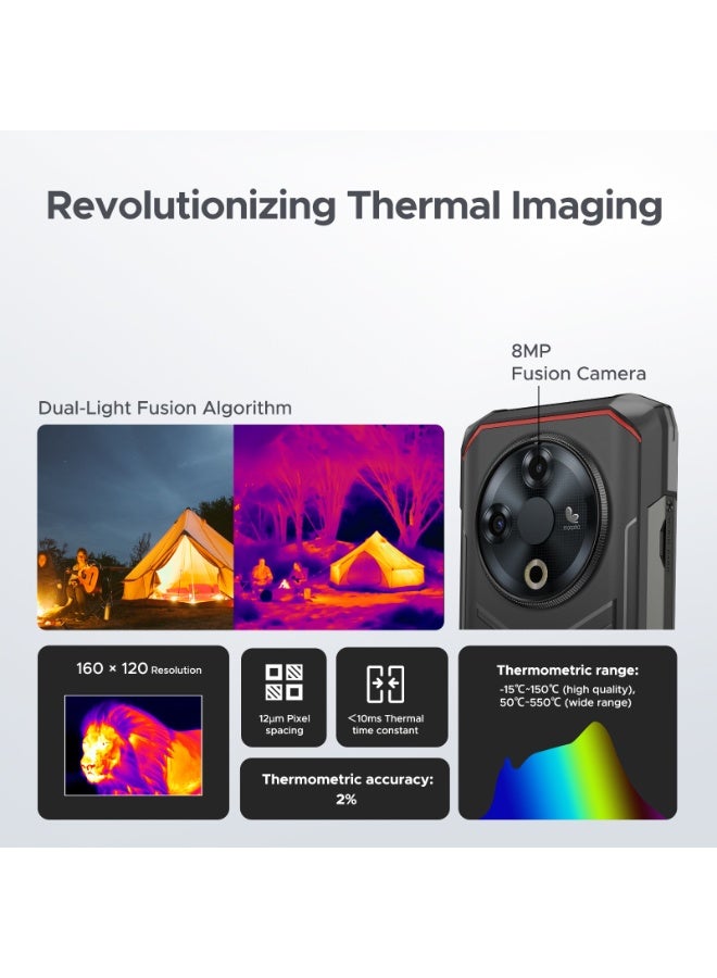 DOOGEE Fire 6 Rugged Smartphone (2025), Thermal Imaging Rugged Phone Android 14, 10400mAh Battery, 16GB+256GB/2TB, 50MP+8MP Cameras, 6.56" HD+ IPS Display, Triple Card Slot / Side Fingerprint / Face Unlock / OTG / GPS/NFC - Image 2
